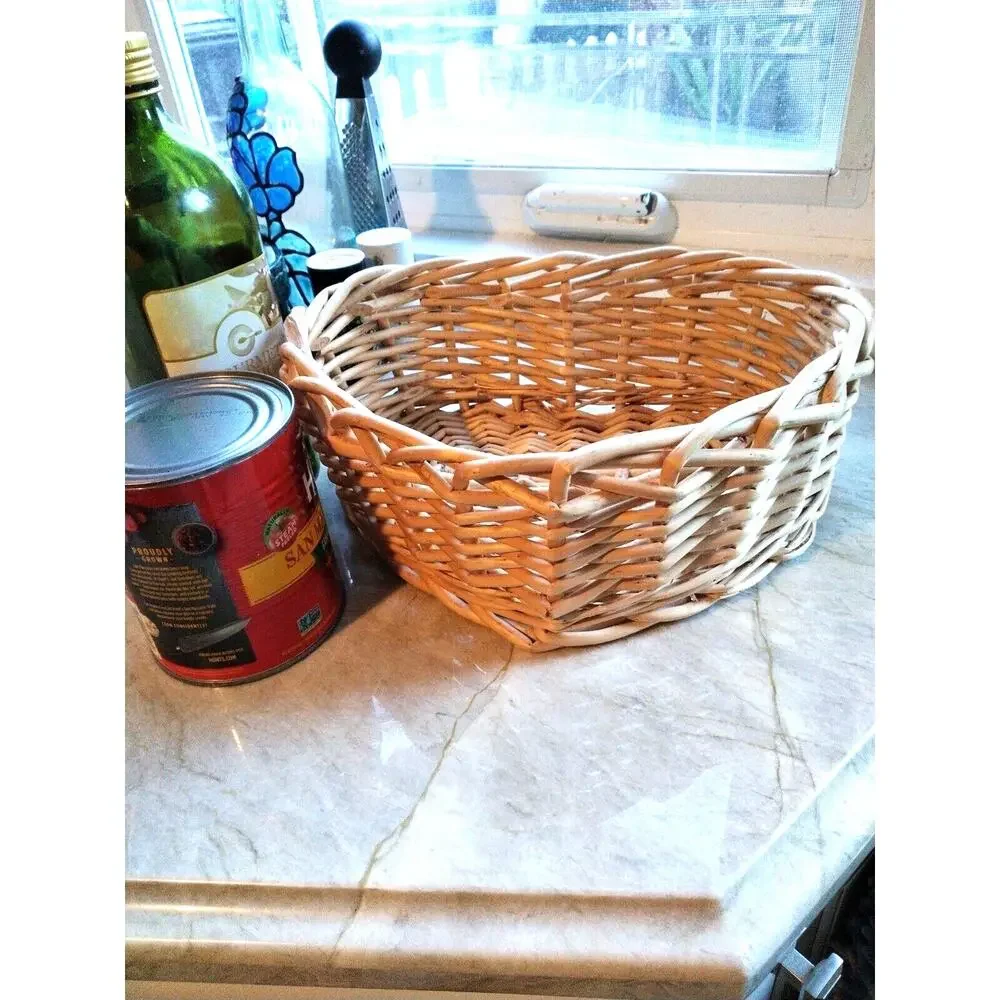 Vintage HEART Bread Basket Weaved Branch‎ Wicker Woven Tray Cottagecore Easter